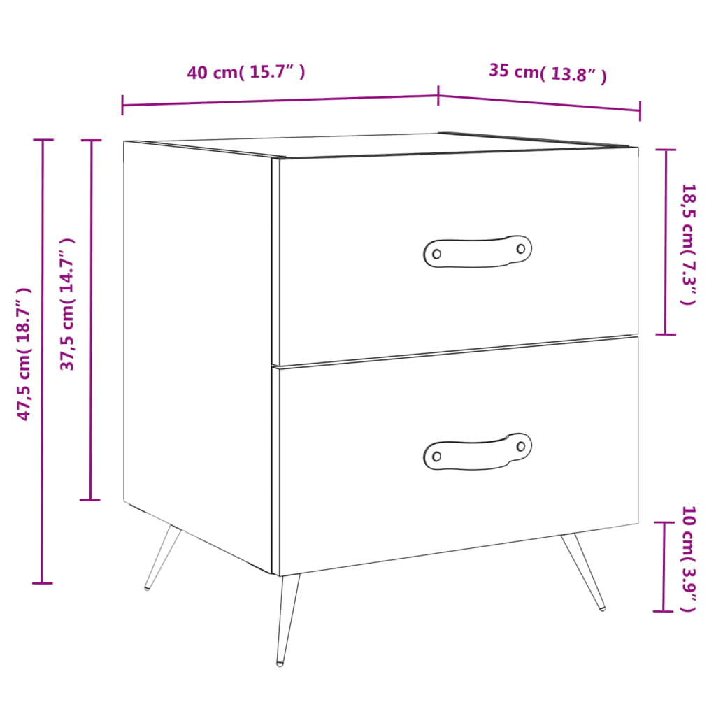 Berkfield Bedside Cabinet Smoked Oak 40x35x47.5 cm Engineered Wood