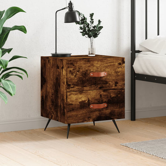 Berkfield Bedside Cabinet Smoked Oak 40x35x47.5 cm Engineered Wood