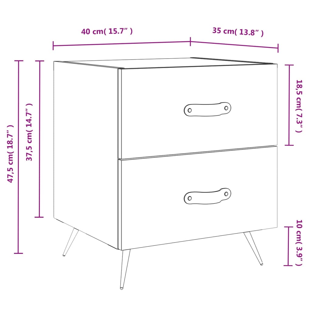 Berkfield Bedside Cabinet Grey Sonoma 40x35x47.5 cm Engineered Wood