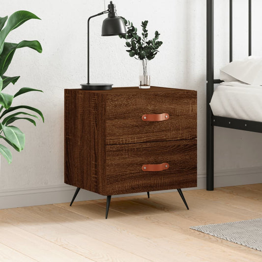 Berkfield Bedside Cabinet Brown Oak 40x35x47.5 cm Engineered Wood