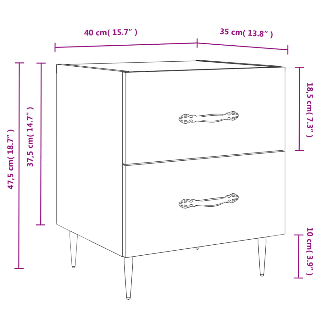 Berkfield Bedside Cabinet Concrete Grey 40x35x47.5 cm Engineered Wood