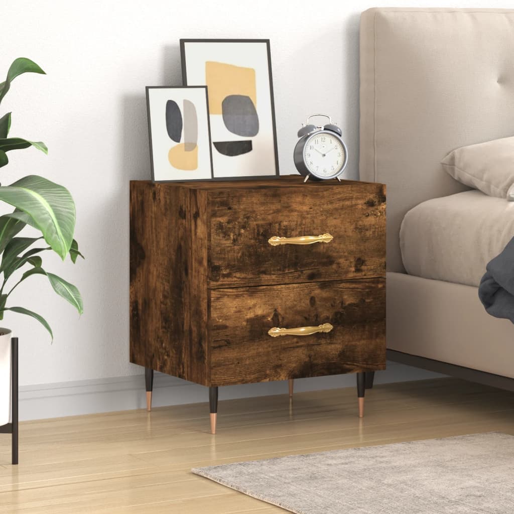 Berkfield Bedside Cabinet Smoked Oak 40x35x47.5 cm Engineered Wood