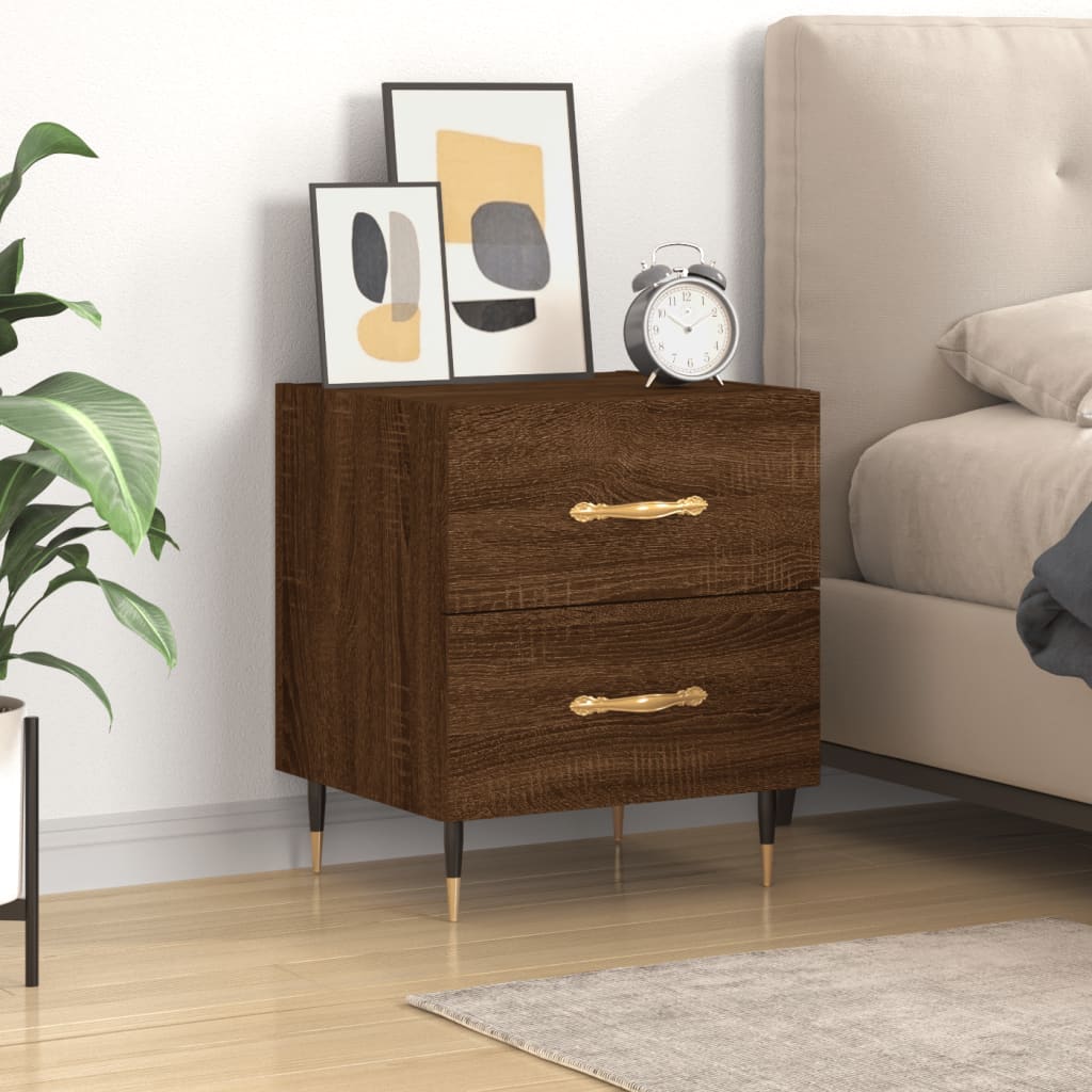 Berkfield Bedside Cabinet Brown Oak 40x35x47.5 cm Engineered Wood