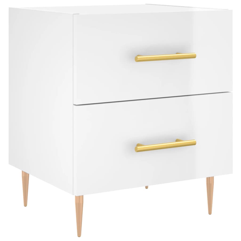 Berkfield Bedside Cabinet High Gloss White 40x35x47.5 cm Engineered Wood
