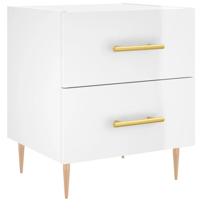 Berkfield Bedside Cabinet High Gloss White 40x35x47.5 cm Engineered Wood