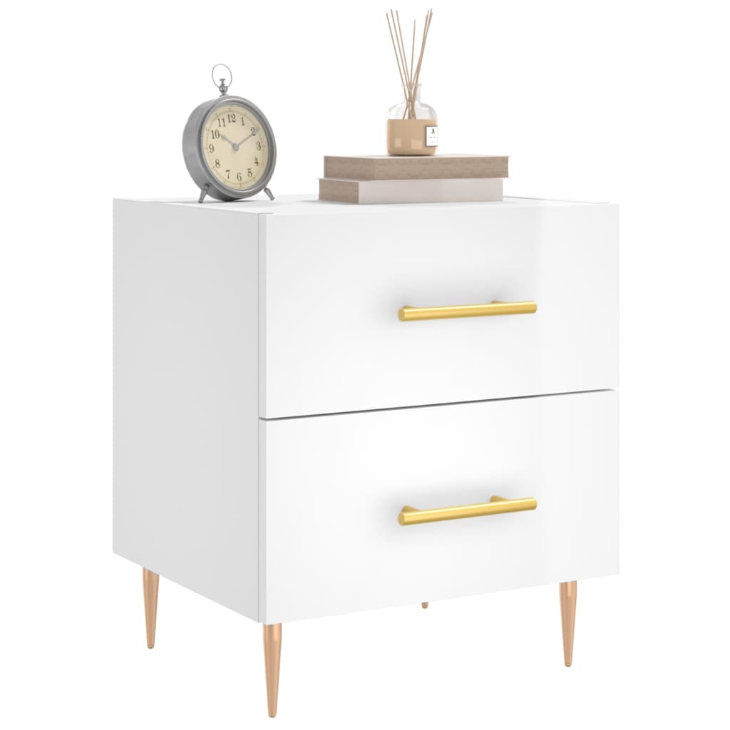 Berkfield Bedside Cabinet High Gloss White 40x35x47.5 cm Engineered Wood