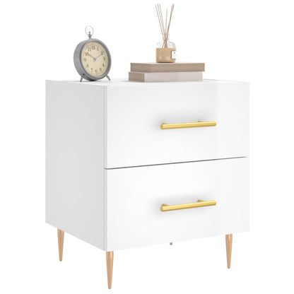 Berkfield Bedside Cabinet High Gloss White 40x35x47.5 cm Engineered Wood