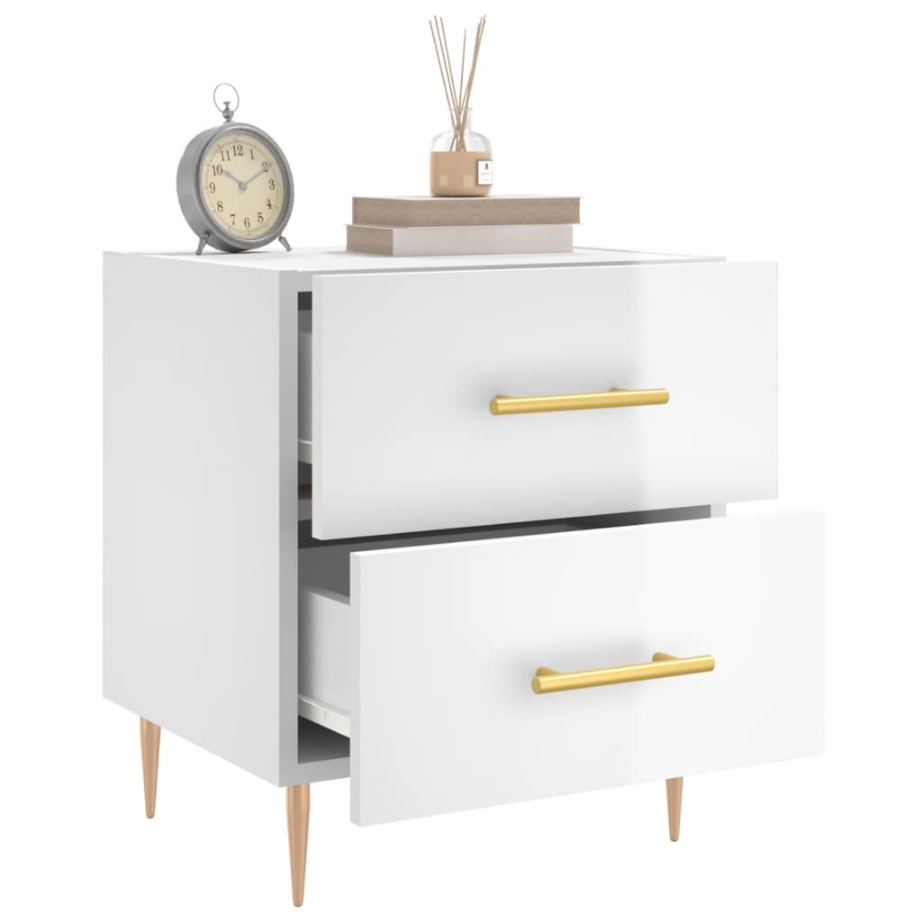 Berkfield Bedside Cabinet High Gloss White 40x35x47.5 cm Engineered Wood