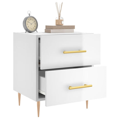 Berkfield Bedside Cabinet High Gloss White 40x35x47.5 cm Engineered Wood