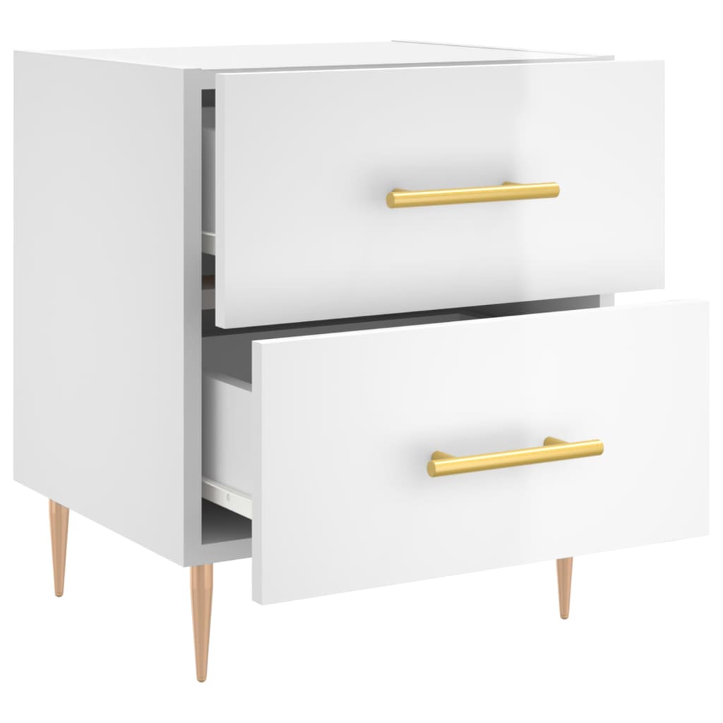 Berkfield Bedside Cabinet High Gloss White 40x35x47.5 cm Engineered Wood