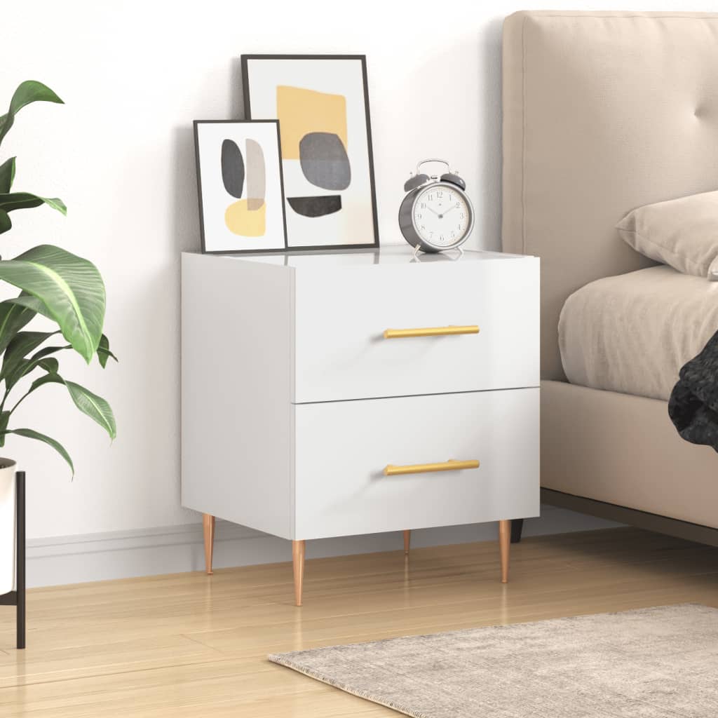 Berkfield Bedside Cabinet High Gloss White 40x35x47.5 cm Engineered Wood