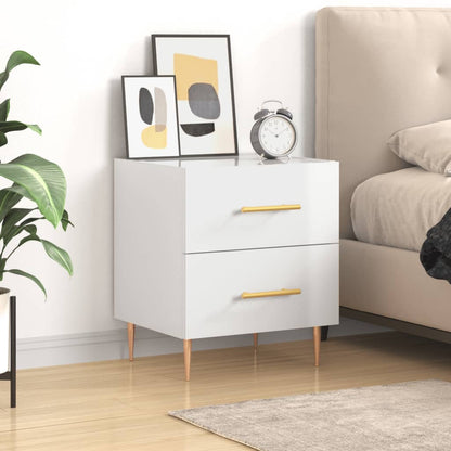 Berkfield Bedside Cabinet High Gloss White 40x35x47.5 cm Engineered Wood