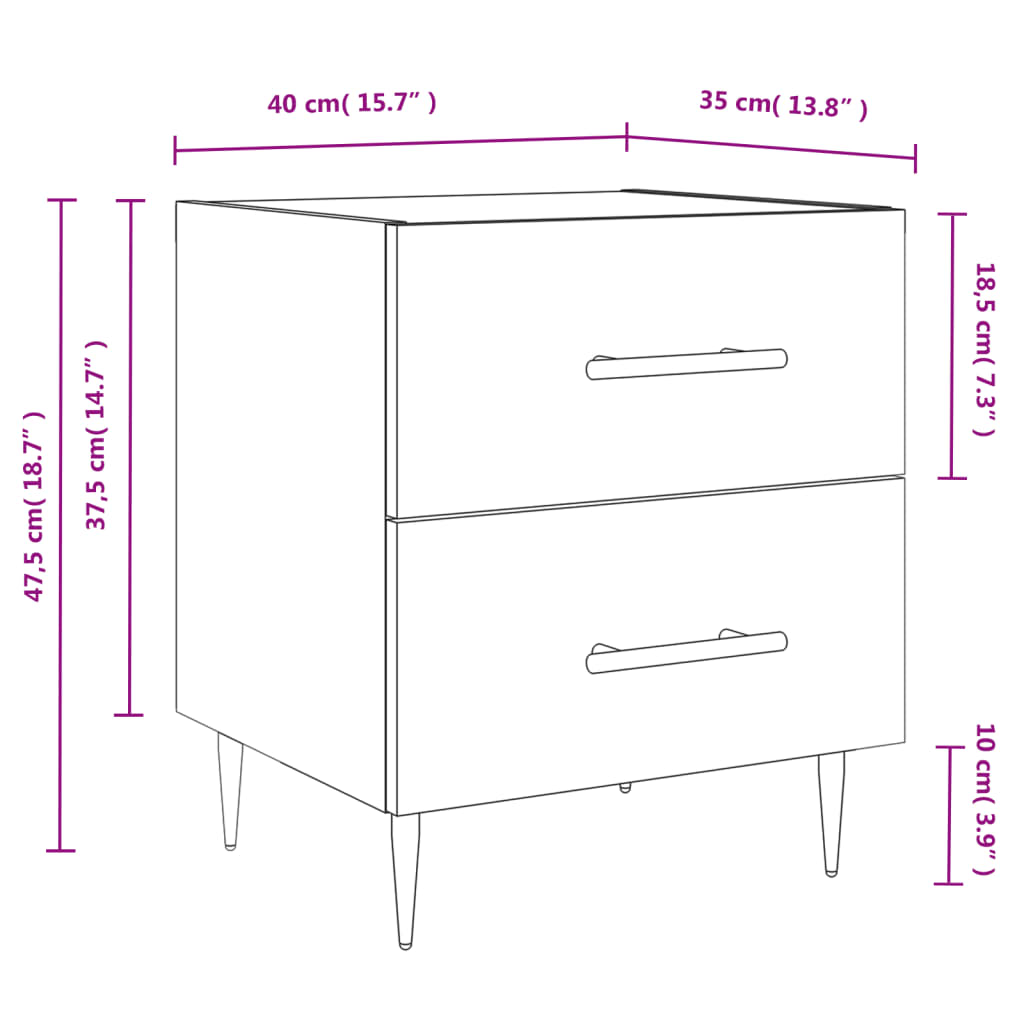 Berkfield Bedside Cabinet Sonoma Oak 40x35x47.5 cm Engineered Wood