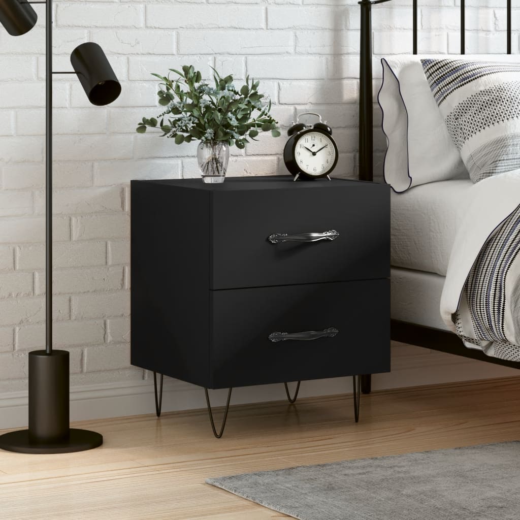 Berkfield Bedside Cabinet Black 40x35x47.5 cm Engineered Wood