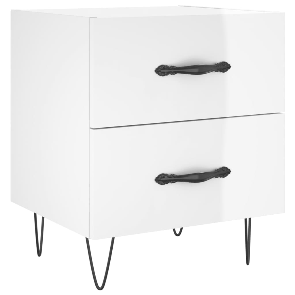 Berkfield Bedside Cabinet High Gloss White 40x35x47.5 cm Engineered Wood