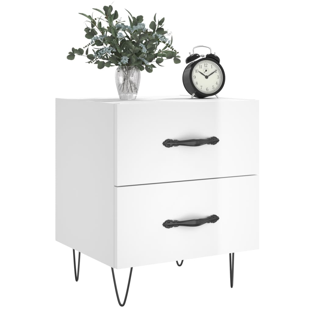 Berkfield Bedside Cabinet High Gloss White 40x35x47.5 cm Engineered Wood