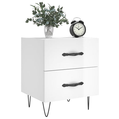 Berkfield Bedside Cabinet High Gloss White 40x35x47.5 cm Engineered Wood
