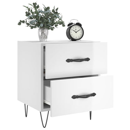 Berkfield Bedside Cabinet High Gloss White 40x35x47.5 cm Engineered Wood