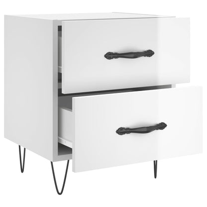 Berkfield Bedside Cabinet High Gloss White 40x35x47.5 cm Engineered Wood