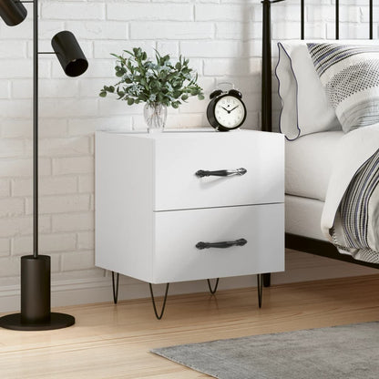 Berkfield Bedside Cabinet High Gloss White 40x35x47.5 cm Engineered Wood