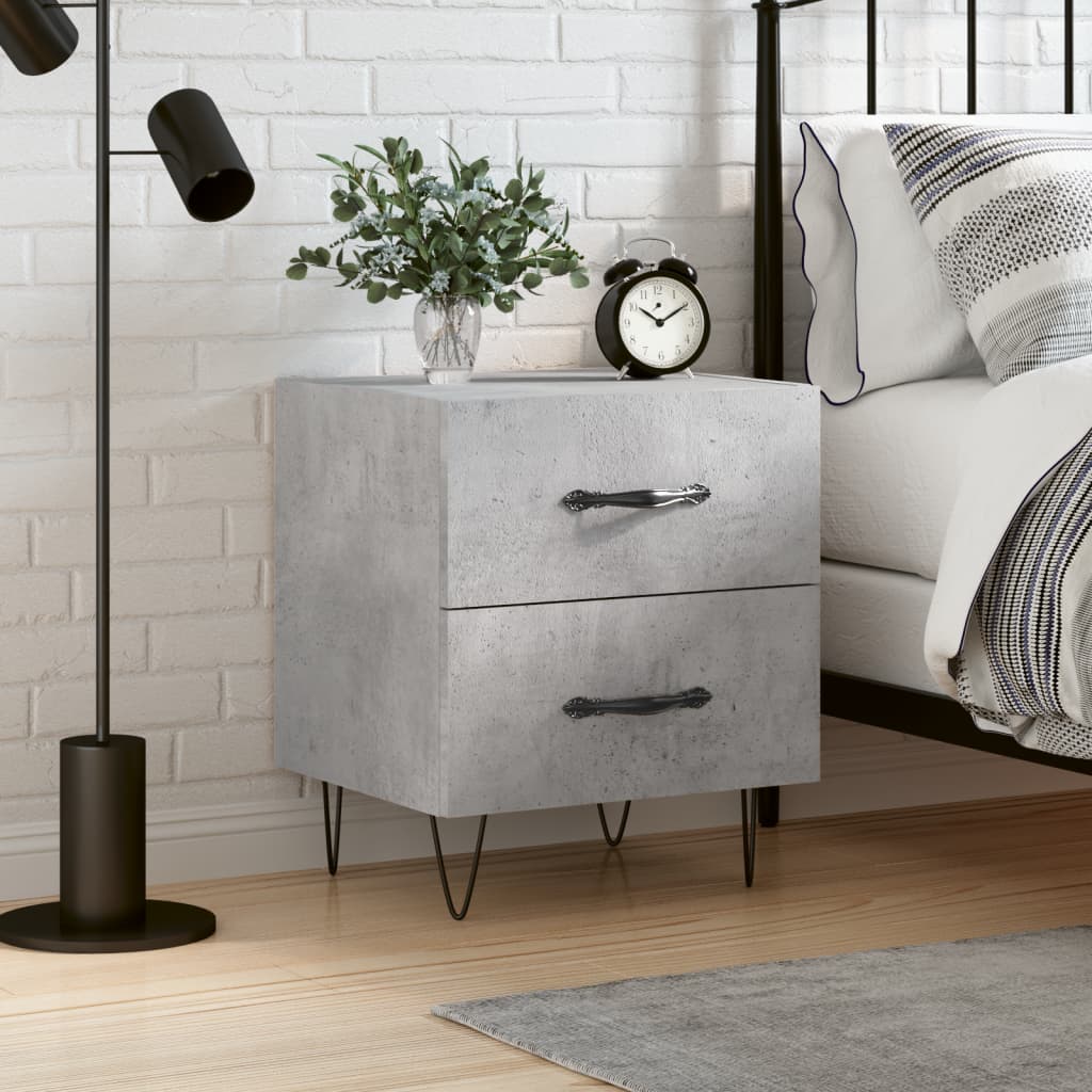 Berkfield Bedside Cabinet Concrete Grey 40x35x47.5 cm Engineered Wood