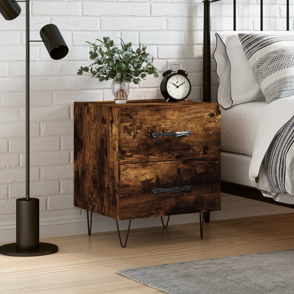 Berkfield Bedside Cabinet Smoked Oak 40x35x47.5 cm Engineered Wood