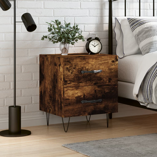 Berkfield Bedside Cabinet Smoked Oak 40x35x47.5 cm Engineered Wood