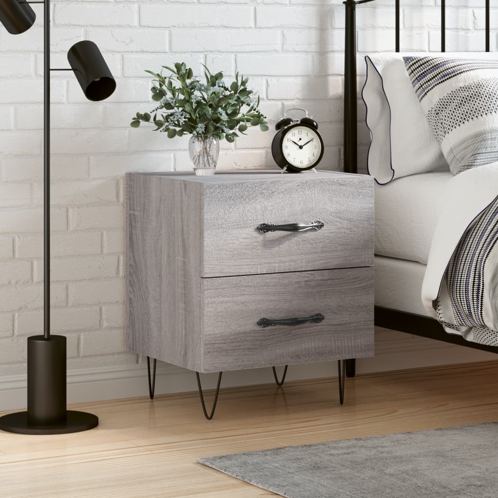 Berkfield Bedside Cabinet Grey Sonoma 40x35x47.5 cm Engineered Wood