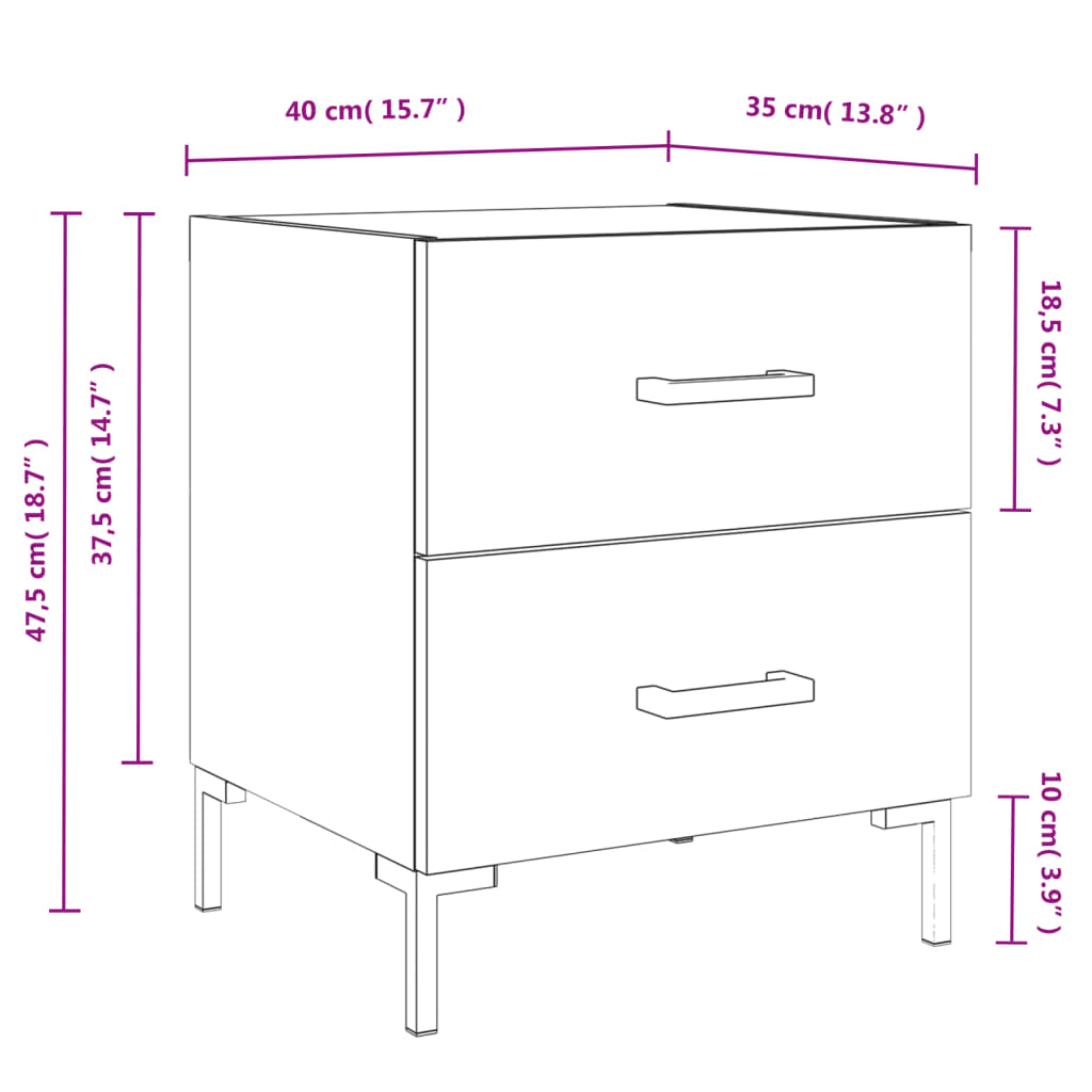 Berkfield Bedside Cabinet Smoked Oak 40x35x47.5 cm Engineered Wood