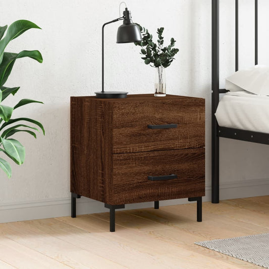 Berkfield Bedside Cabinet Brown Oak 40x35x47.5 cm Engineered Wood