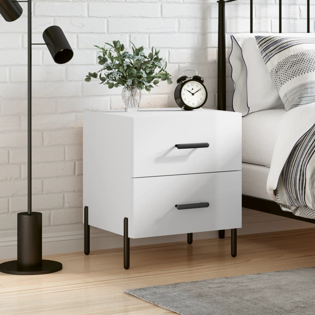 Berkfield Bedside Cabinet High Gloss White 40x35x47.5 cm Engineered Wood