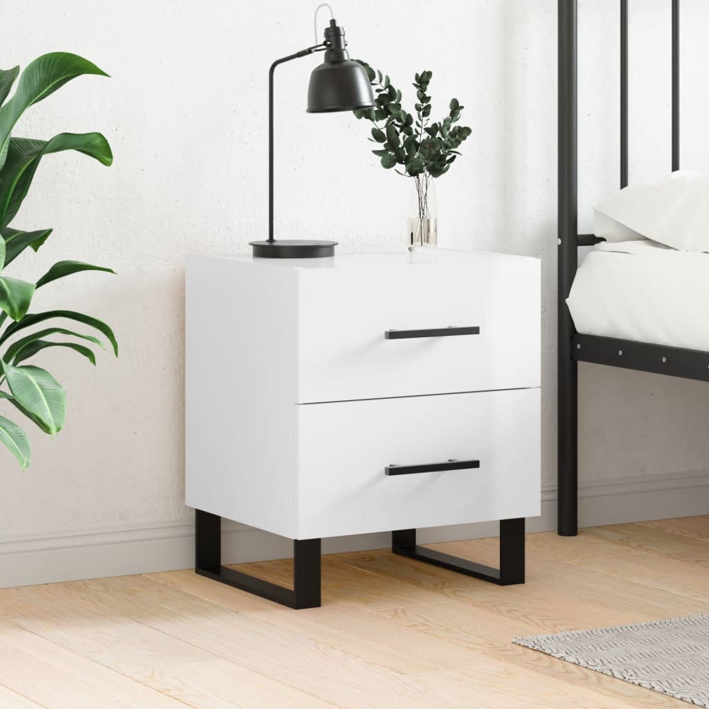 Berkfield Bedside Cabinet High Gloss White 40x35x47.5 cm Engineered Wood