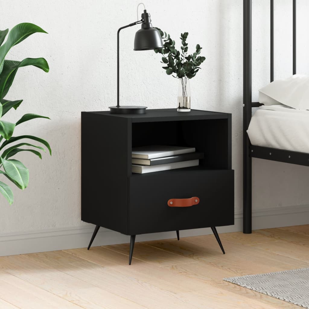 Berkfield Bedside Cabinet Black 40x35x47.5 cm Engineered Wood