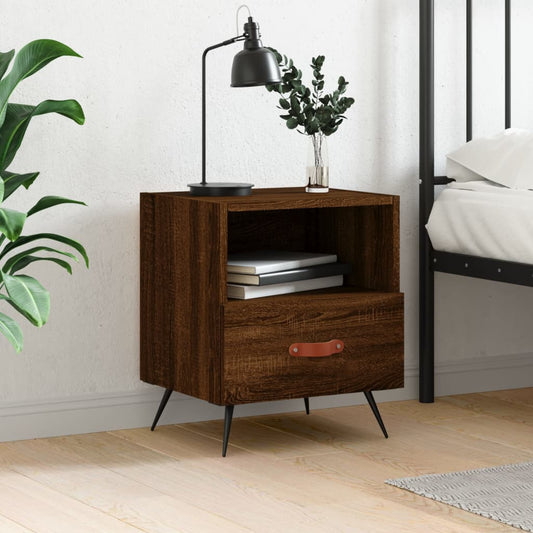 Berkfield Bedside Cabinet Brown Oak 40x35x47.5 cm Engineered Wood