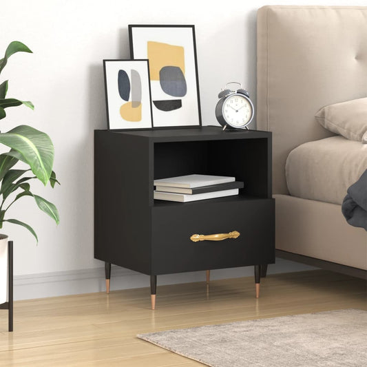 Berkfield Bedside Cabinet Black 40x35x47.5 cm Engineered Wood