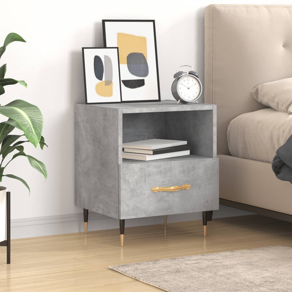 Berkfield Bedside Cabinet Concrete Grey 40x35x47.5 cm Engineered Wood
