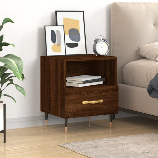 Berkfield Bedside Cabinet Brown Oak 40x35x47.5 cm Engineered Wood