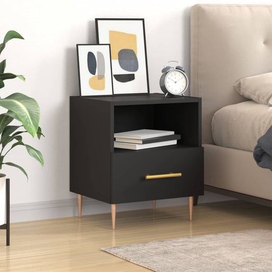 Berkfield Bedside Cabinet Black 40x35x47.5 cm Engineered Wood