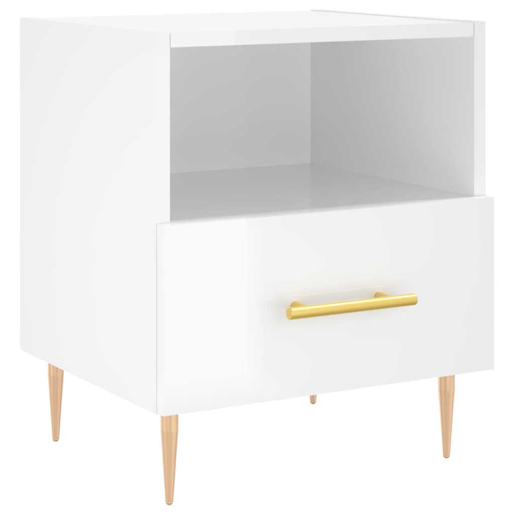 Berkfield Bedside Cabinet High Gloss White 40x35x47.5 cm Engineered Wood