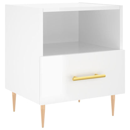 Berkfield Bedside Cabinet High Gloss White 40x35x47.5 cm Engineered Wood