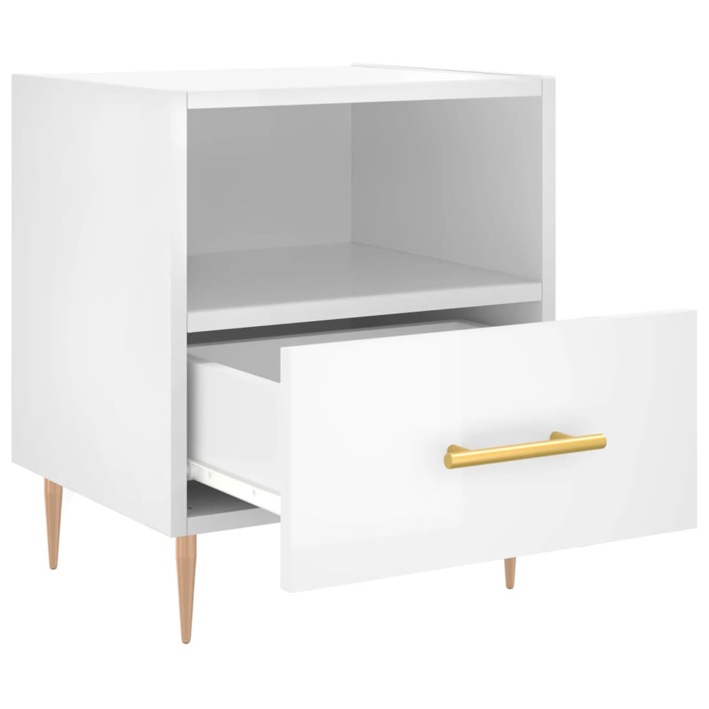 Berkfield Bedside Cabinet High Gloss White 40x35x47.5 cm Engineered Wood