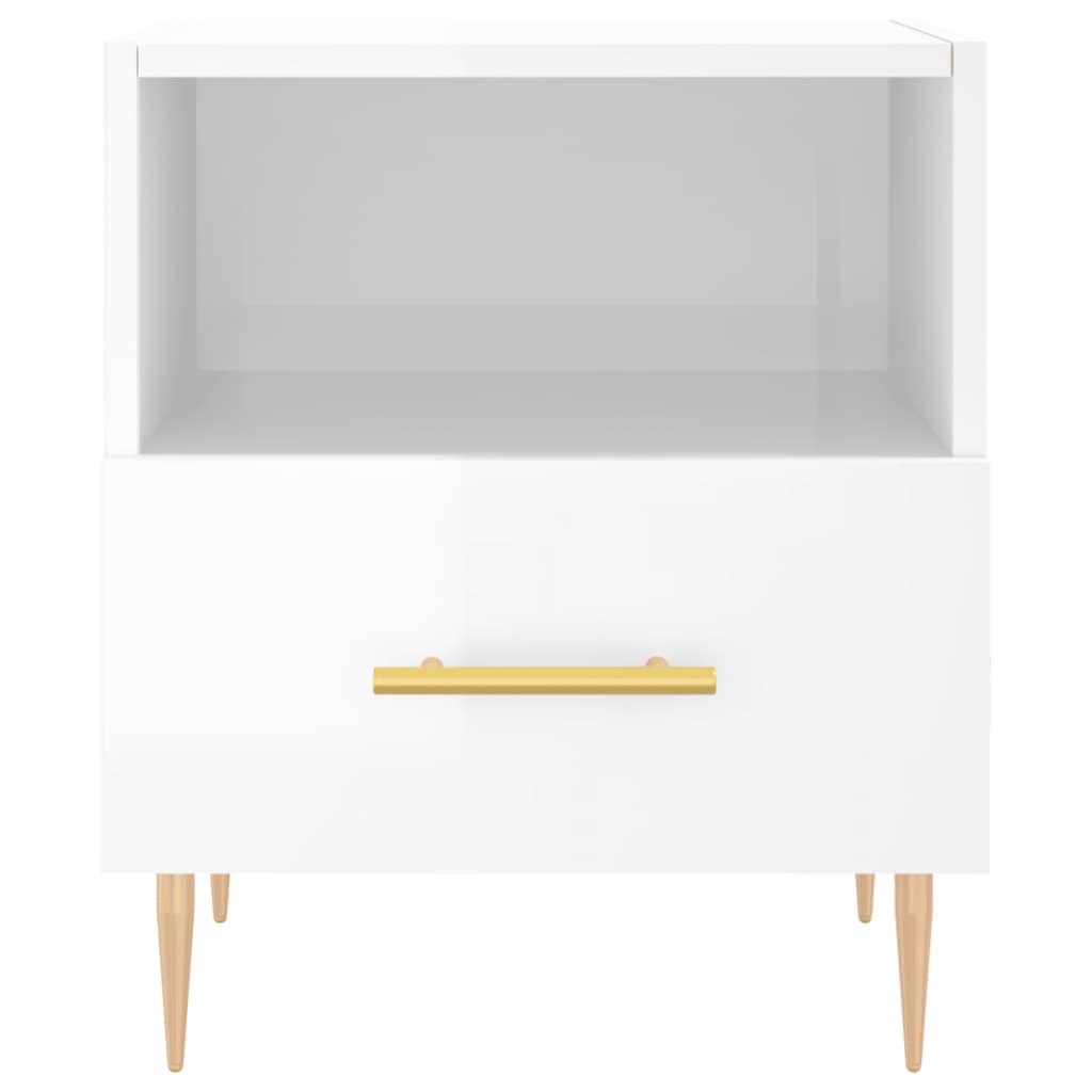 Berkfield Bedside Cabinet High Gloss White 40x35x47.5 cm Engineered Wood