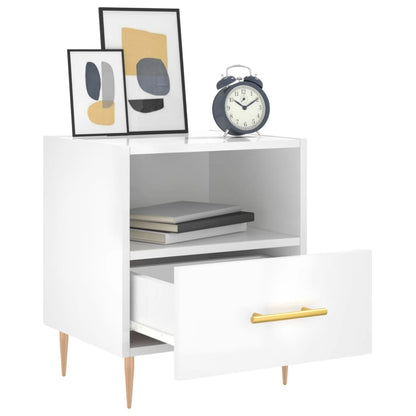 Berkfield Bedside Cabinet High Gloss White 40x35x47.5 cm Engineered Wood