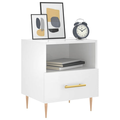 Berkfield Bedside Cabinet High Gloss White 40x35x47.5 cm Engineered Wood