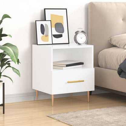 Berkfield Bedside Cabinet High Gloss White 40x35x47.5 cm Engineered Wood