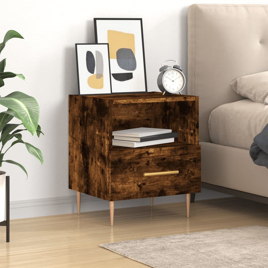 Berkfield Bedside Cabinet Smoked Oak 40x35x47.5 cm Engineered Wood