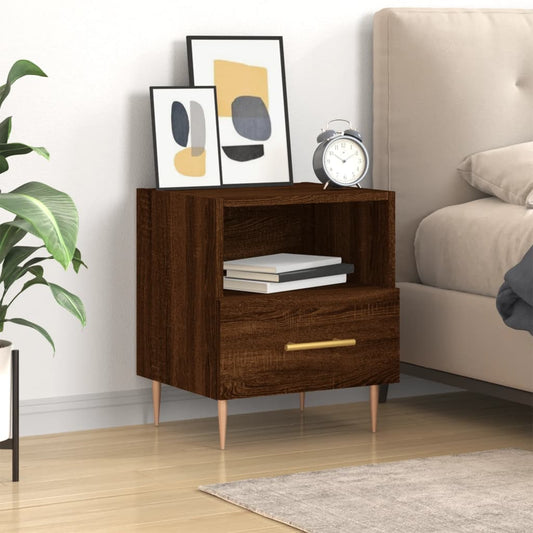 Berkfield Bedside Cabinet Brown Oak 40x35x47.5 cm Engineered Wood