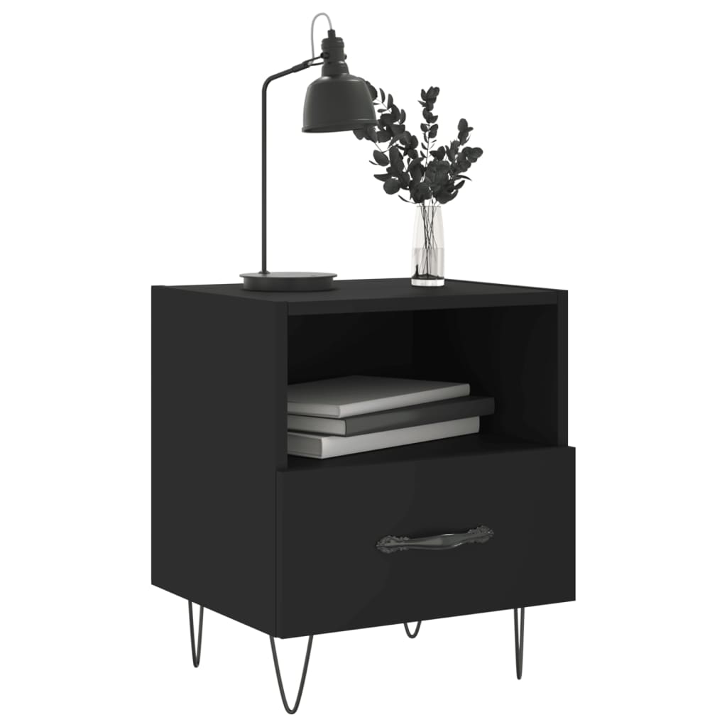 Berkfield Bedside Cabinet Black 40x35x47.5 cm Engineered Wood