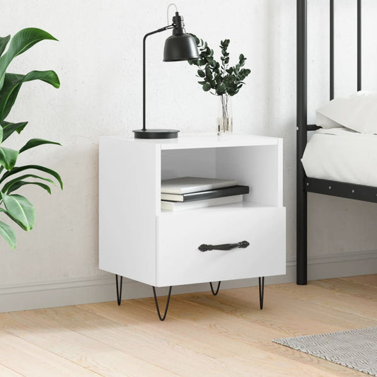 Berkfield Bedside Cabinet High Gloss White 40x35x47.5 cm Engineered Wood