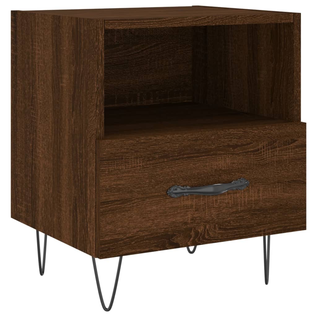 Berkfield Bedside Cabinet Brown Oak 40x35x47.5 cm Engineered Wood